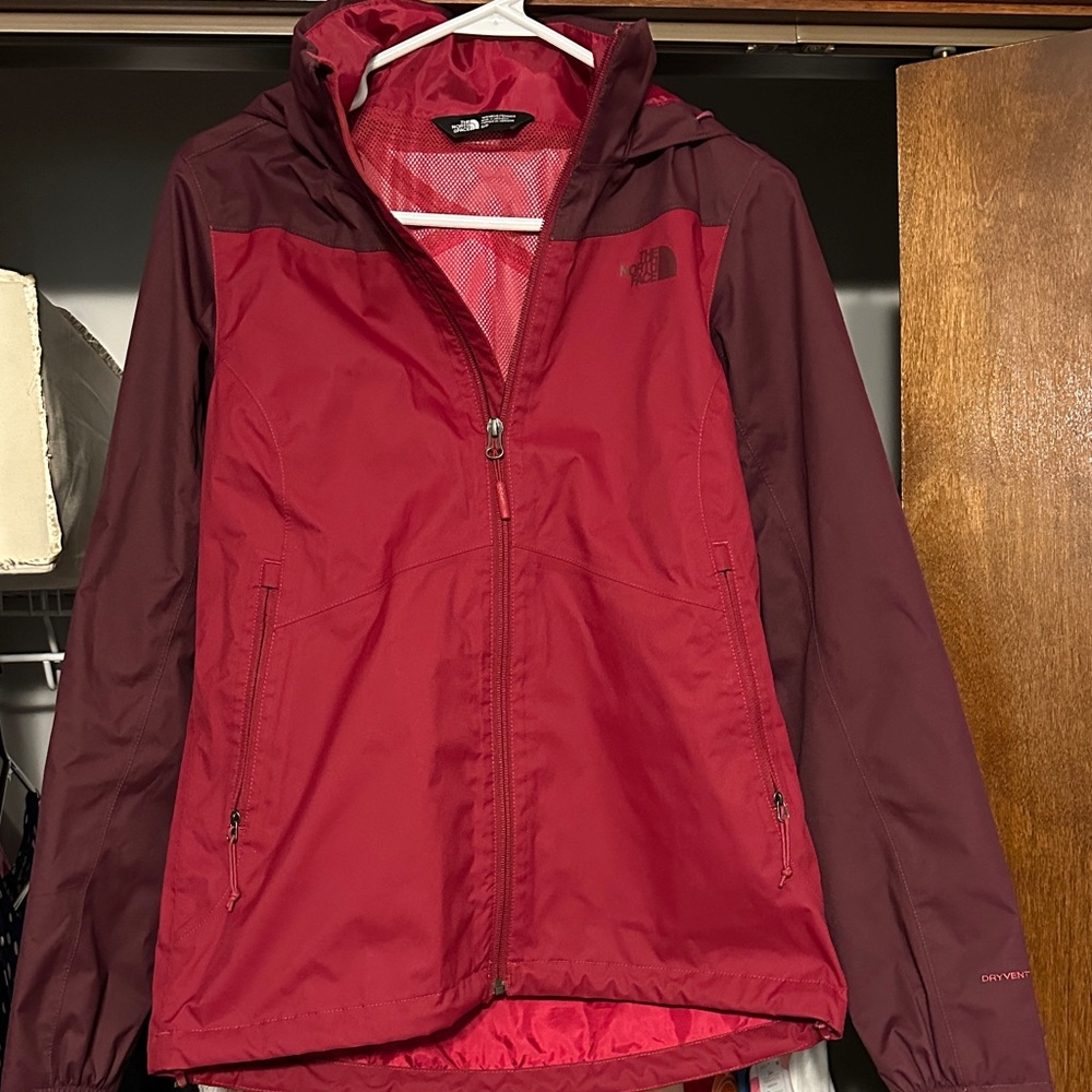 The North Face Burgundy and Red Hooded Jacket